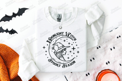 Moonlight Witch SVG - Spooky Season Crescent Moon Cut File Product Image 2