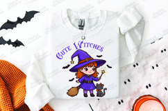 Cute Witches SVG - Halloween Witch Cat Magic Wand Cut File Product Image 3