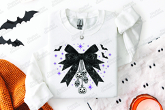 Gothic Spider Web Bow SVG - Halloween Skull &amp; Bats Cut File Product Image 2