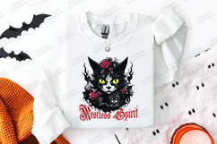 Restless Spirit SVG - Gothic Black Cat Halloween Rose PNG Product Image 2