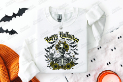 Happy Halloween SVG - Sunflower Skeleton Rock On Cut File Product Image 2