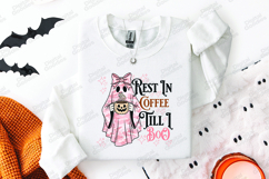 Rest In Coffee Ghost SVG - Pink Spooky Coquette PNG Cut Product Image 3