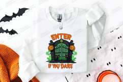 Enter If You Dare SVG - Halloween Haunted Gate Cat Cut File Product Image 3