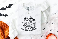 Witching Hour SVG - Halloween Crossed Broomsticks Cut File Product Image 2
