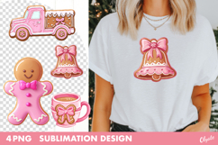 Gingerbread Sublimation. Pink Christmas Sublimation PNG Product Image 1