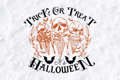 Trick Or Treat SVG - Halloween Skull Ice Cream Cone Cut File Product Image 1