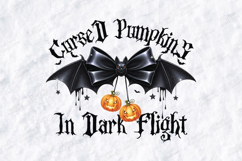 Cursed Pumpkins Bat Bow PNG - Spooky Coquette Halloween SVG Product Image 1