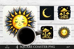 Black Magical Coaster PNG. Black and Gold Coaster PNG Product Image 1