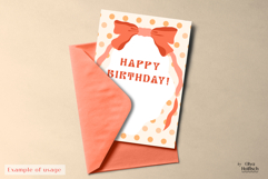 Whimsical Backgrounds. Ribbon Bow Retro Card Templates Product Image 3