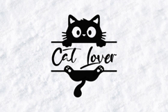 Cute Cat Lover SVG - Black Cat Peeking Vector Cut File Product Image 1