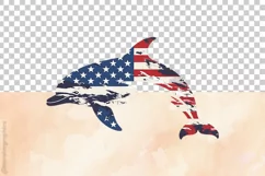Dolphin American Flag| Patriotic Clipart | 4th of July Product Image 3