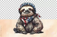 Funny Sloth | Patriotic Clipart | 4th of July Product Image 3