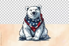 Funny Polar Bear | Patriotic Clipart | 4th of July Product Image 3