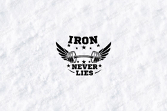 Iron Never Lies Winged Barbell Gym SVG Design Product Image 1