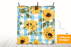 Sunflower Gingham Seamless Patterns Background Product Image 3