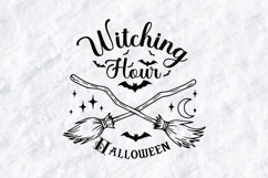 Witching Hour SVG - Halloween Crossed Broomsticks Cut File Product Image 3