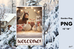 Farmhouse Christmas Garden Flag PNG. Animal Farm PNG Product Image 1
