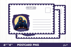 Halloween Card PNG. Crow Postcard PNG Product Image 1