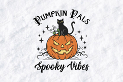 Pumpkin Pals Spooky Vibes SVG Halloween Black Cat Graphic Product Image 1