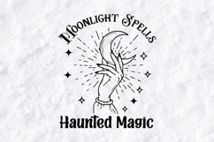 Moonlight Spells Haunted Magic SVG Halloween Moon Graphic Product Image 1