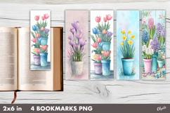 Watercolor Spring Flower Bookmark PNG Product Image 1