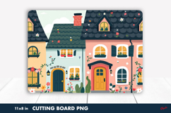 Spring House Cutting Board PNG, Spring Scandinavian Cabins Product Image 1