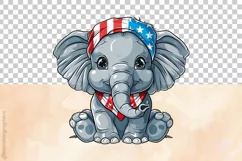 Funny Elephant| Patriotic Clipart | 4th of July Product Image 4