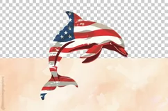 Dolphin American Flag| Patriotic Clipart | 4th of July Product Image 4