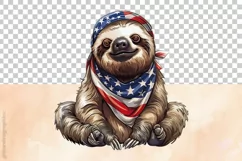 Funny Sloth | Patriotic Clipart | 4th of July Product Image 4