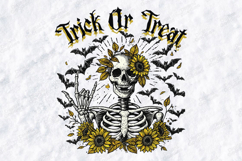 Trick Or Treat SVG - Sunflower Skeleton Rock On Cut File Product Image 3