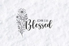 Blessed Floral Quote SVG Design Christian Art Product Image 1