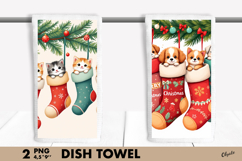 Cute Animal Christmas PNG. Christmas Dish Towel Sublimation Product Image 1