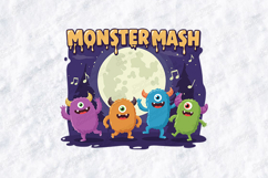 Monster Mash SVG - Halloween Dancing Monsters Moon Cut File Product Image 3