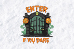 Enter If You Dare SVG - Halloween Haunted Gate Cat Cut File Product Image 1