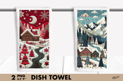 Christmas Dish Towel Sublimation. Winter Forest Sublimation Product Image 1