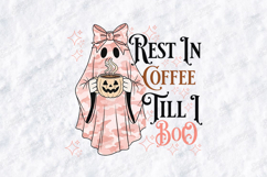 Rest In Coffee Ghost SVG - Pink Spooky Coquette PNG Cut Product Image 1