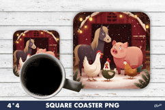 Farmhouse Coaster PNG. Christmas Coaster Sublimation Product Image 1