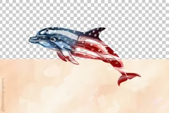 Dolphin American Flag| Patriotic Clipart | 4th of July Product Image 5