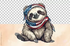 Funny Sloth | Patriotic Clipart | 4th of July Product Image 5