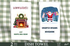 XMAS Dish Towel Sublimation PNG, Kitchen Towel PNG Product Image 1