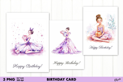 Happy Birthday Card PNG. Lilac Beautiful Ballerina PNG Product Image 1