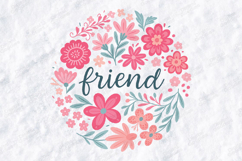 Friend Boho Floral Wreath Pink JPG Digital Art Design Product Image 3