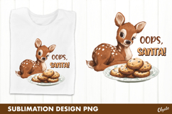 Oops, Santa! Cute Reindeer, Cookies Sublimation PNG Product Image 1
