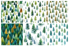 Watercolor Pine Trees Seamless Pattern and Digital paper Product Image 3