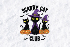Scarry Cat Club SVG - Halloween Witch Cats Pumpkin Cut File Product Image 1