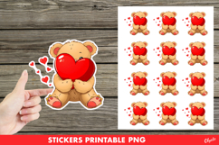 Valentine’s Sticker PNG, Cute Teddy Bear PNG Product Image 1