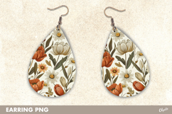 Earring Watercolor Sublimation. Easter Earrings Teardrop PNG Product Image 1