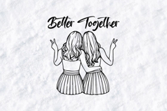 Better Together SVG Best Friends PNG Gift Line Art Bff Product Image 3