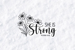 She Is Strong Floral Quote SVG Design Christian Art Product Image 1