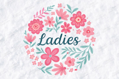 Ladies Boho Floral Wreath Pink JPG Digital Art Design Product Image 1